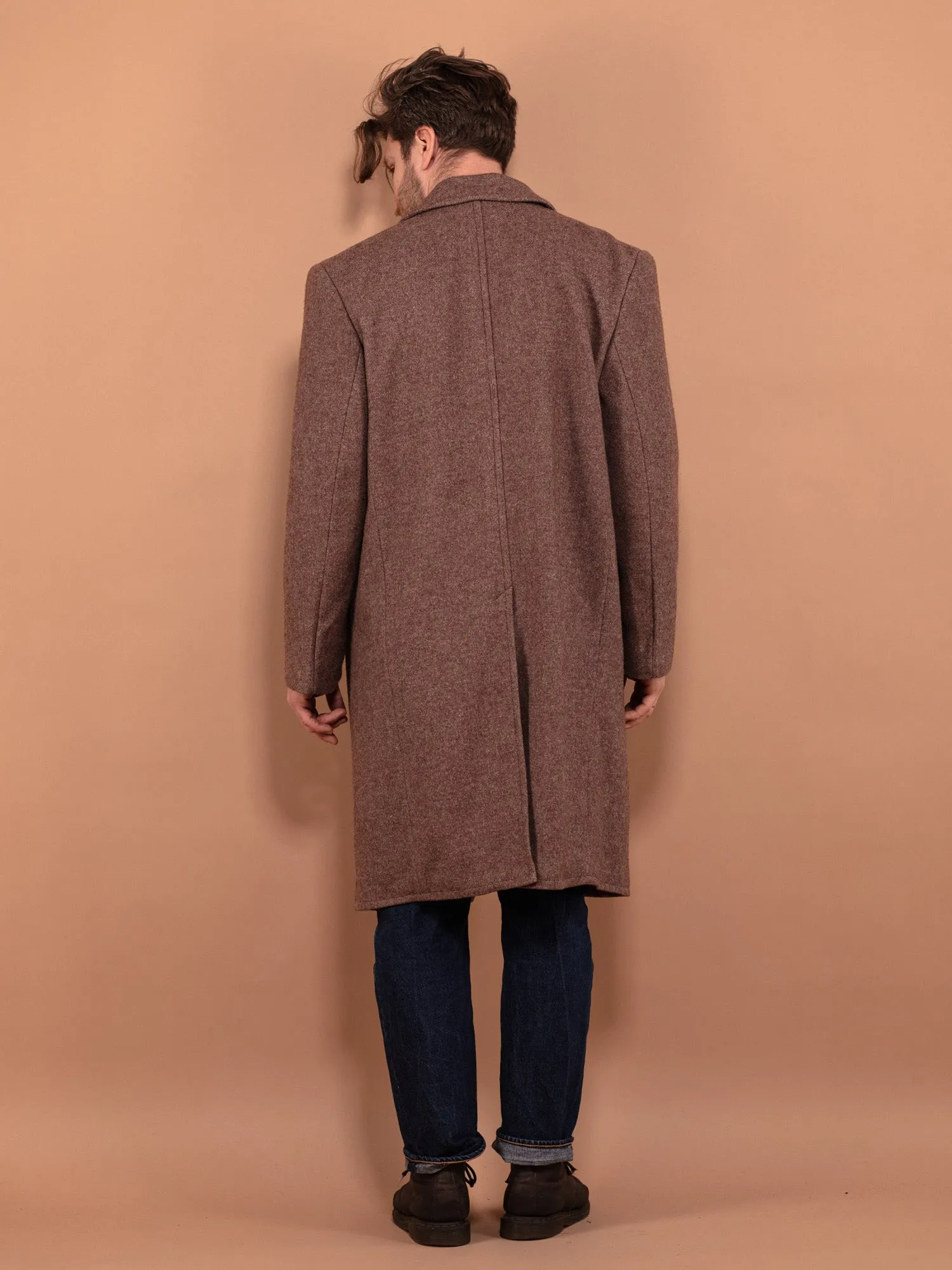 Vintage 70's Men Wool Coat in Brown