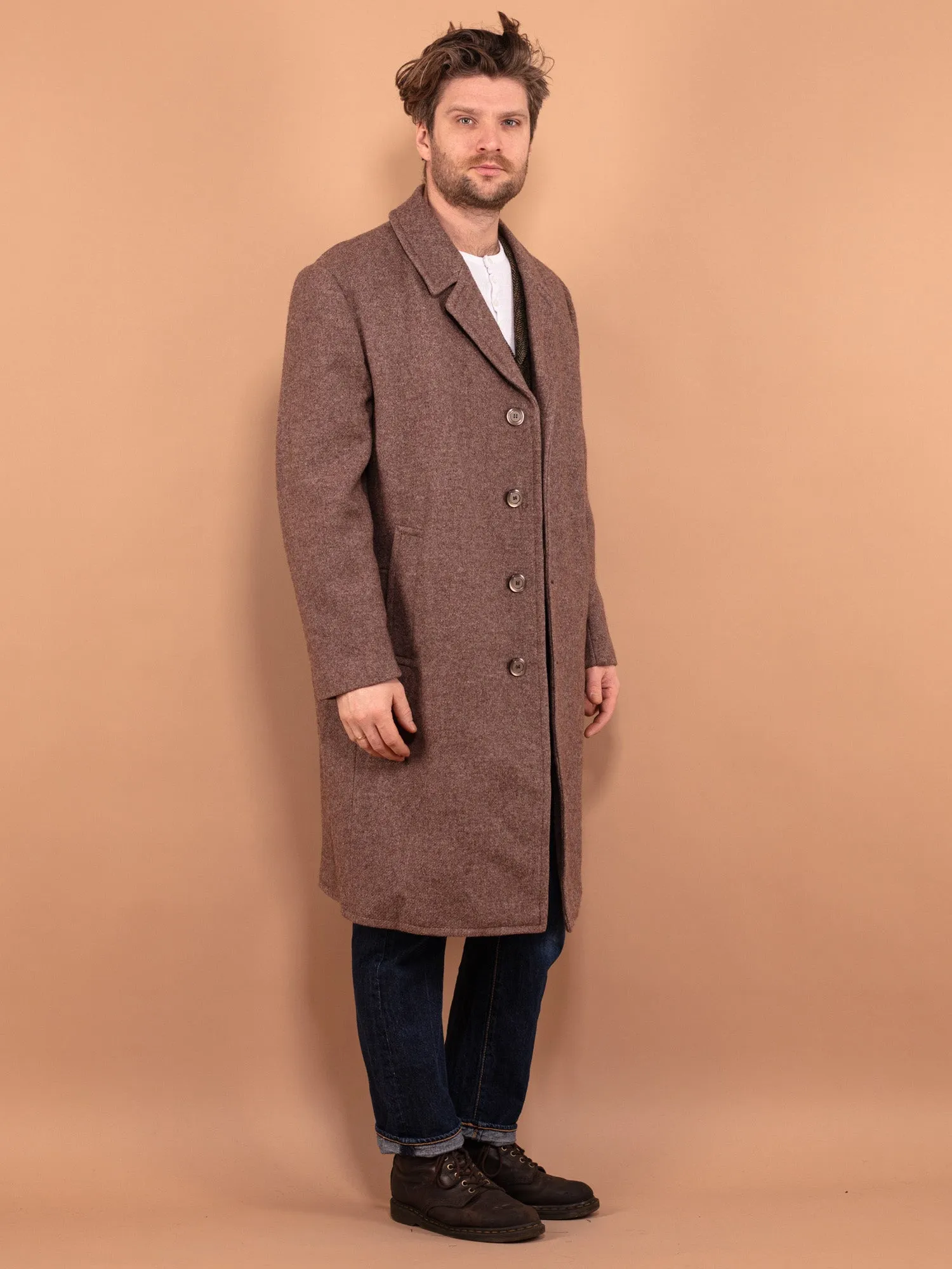Vintage 70's Men Wool Coat in Brown