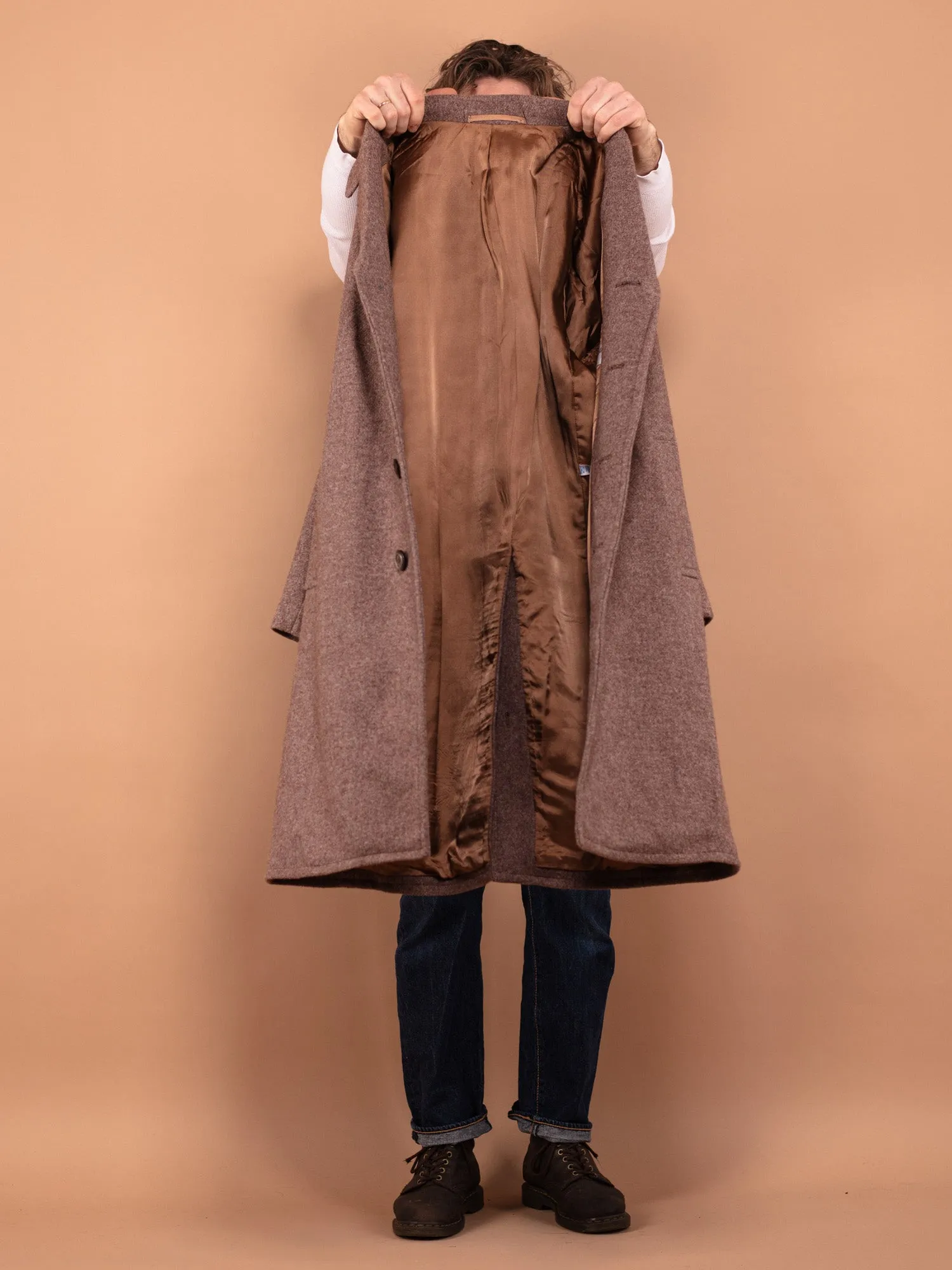 Vintage 70's Men Wool Coat in Brown