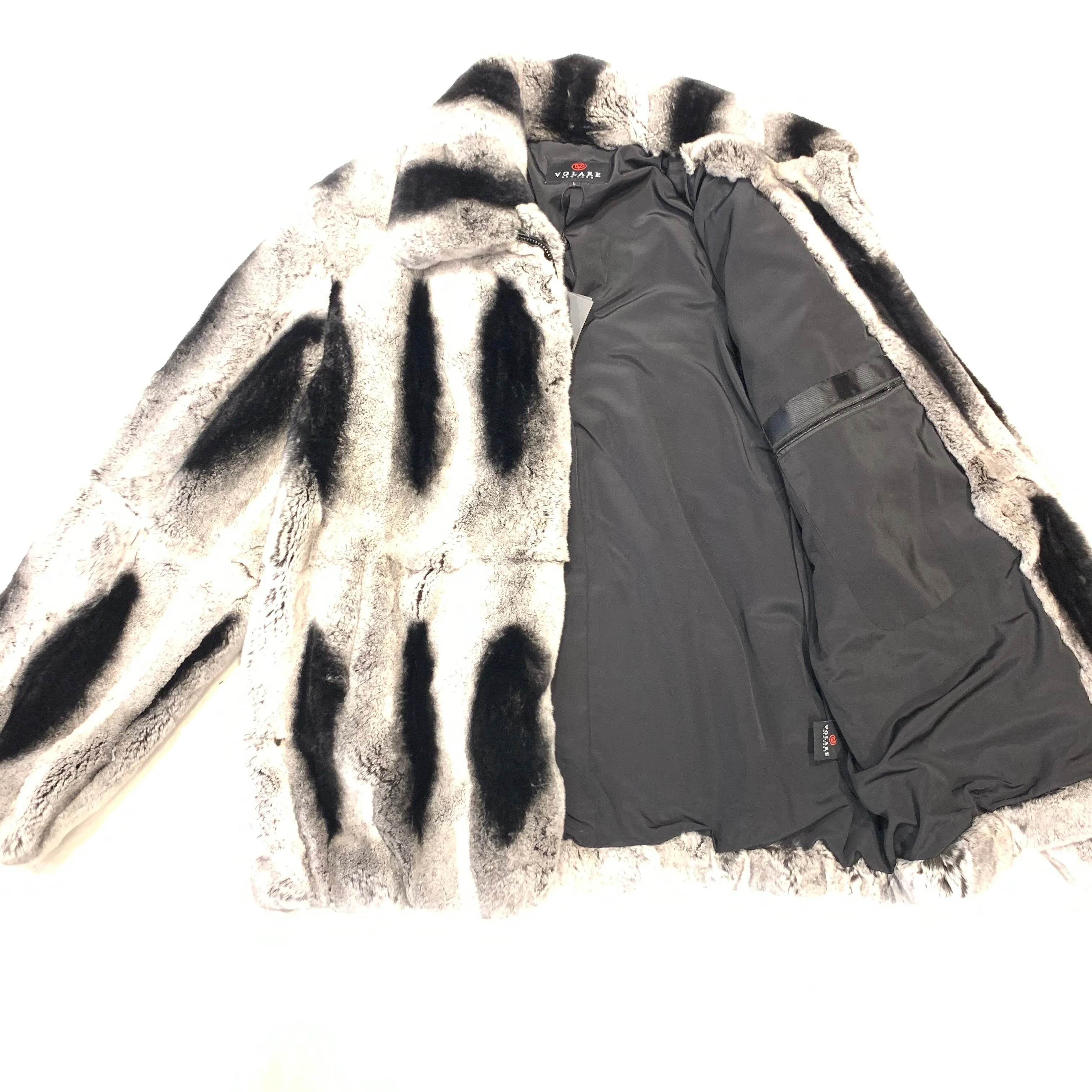 Volare Men's Rex Rabbit Chinchilla Fur Coat