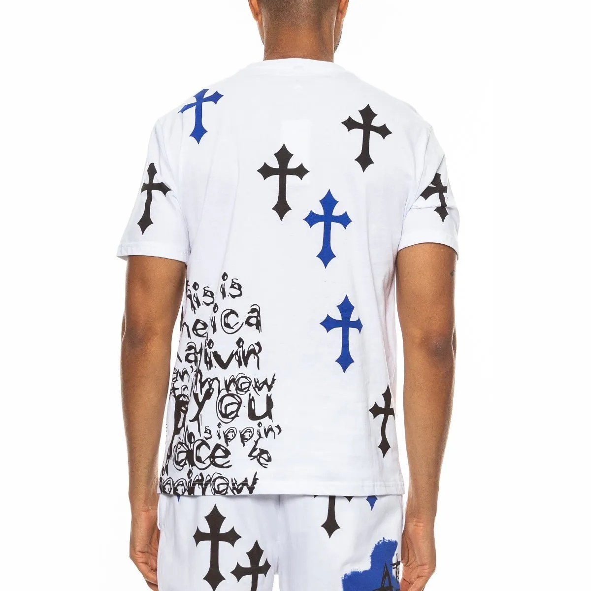 White & Blue Chrome Skull T-Shirt