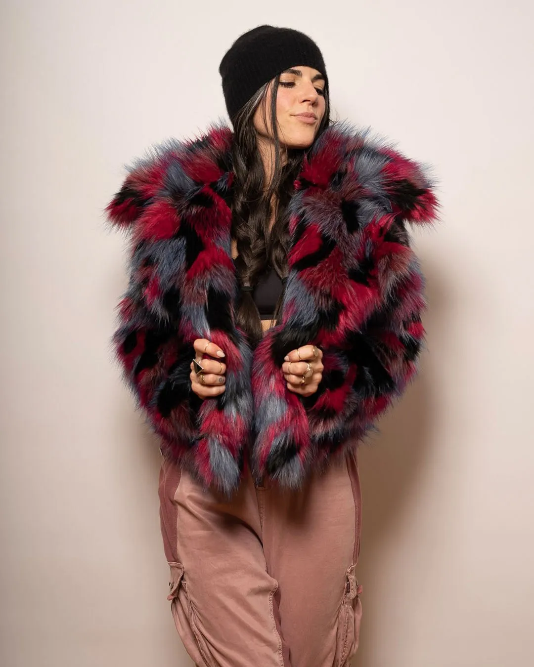 Women's Colorful Faux Fur Jacket | Crimson Cat