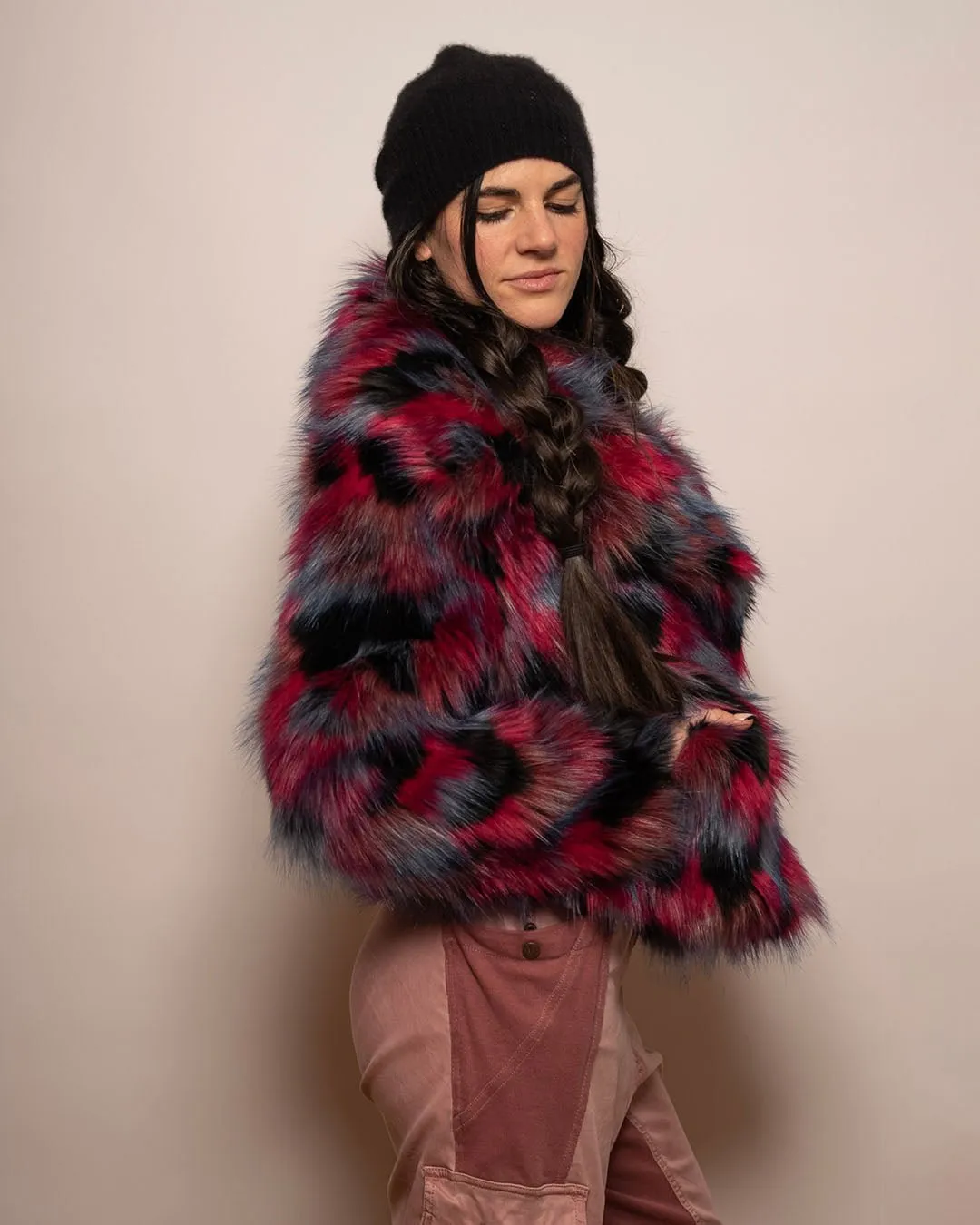 Women's Colorful Faux Fur Jacket | Crimson Cat