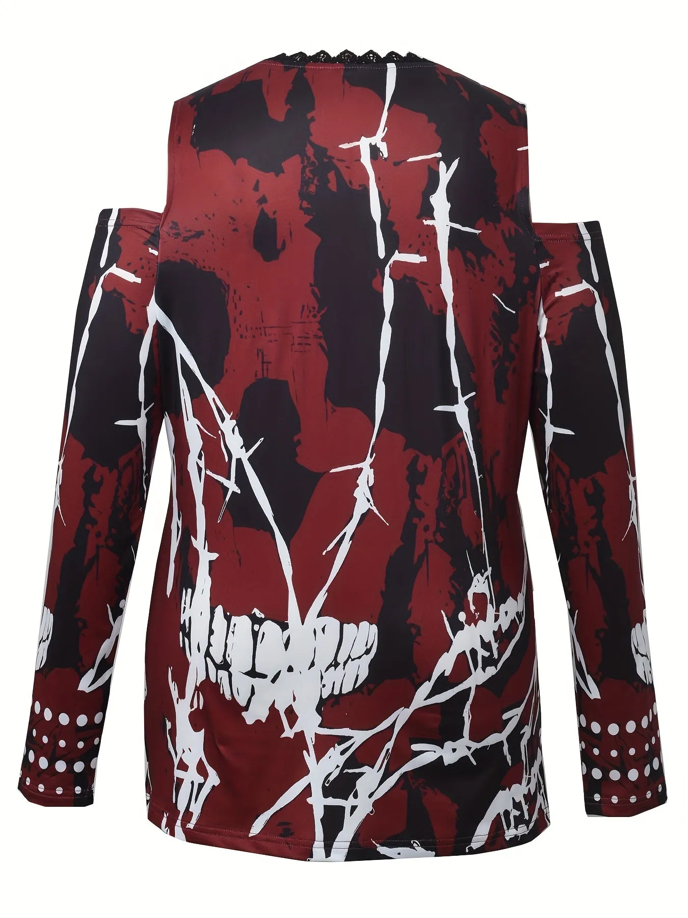 Womens Plus Size Halloween Goth Skull Stripe Print Shirt